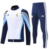 Chándal Real Madrid 2025/26- White with Dark Bule (Cremallera larga)